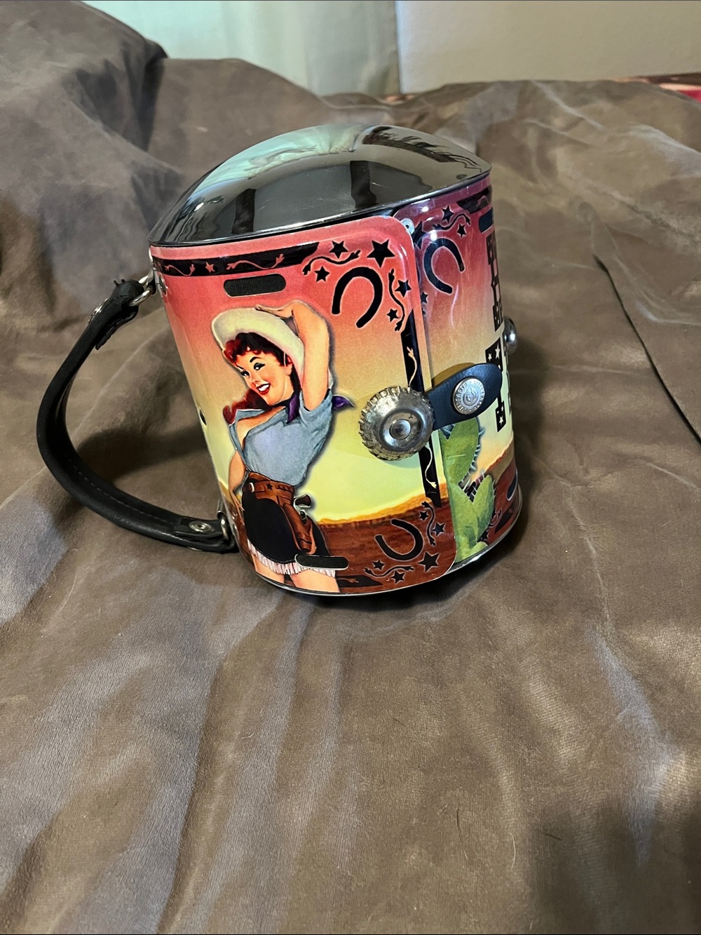 Retro Pin-Up Cowgirl Barrel Handbag in Multi-Color